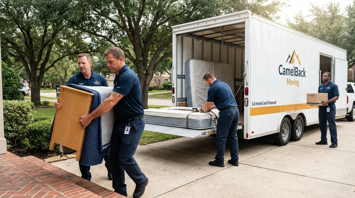 Crew loading residential truck for cross-state move from Florissant, MO