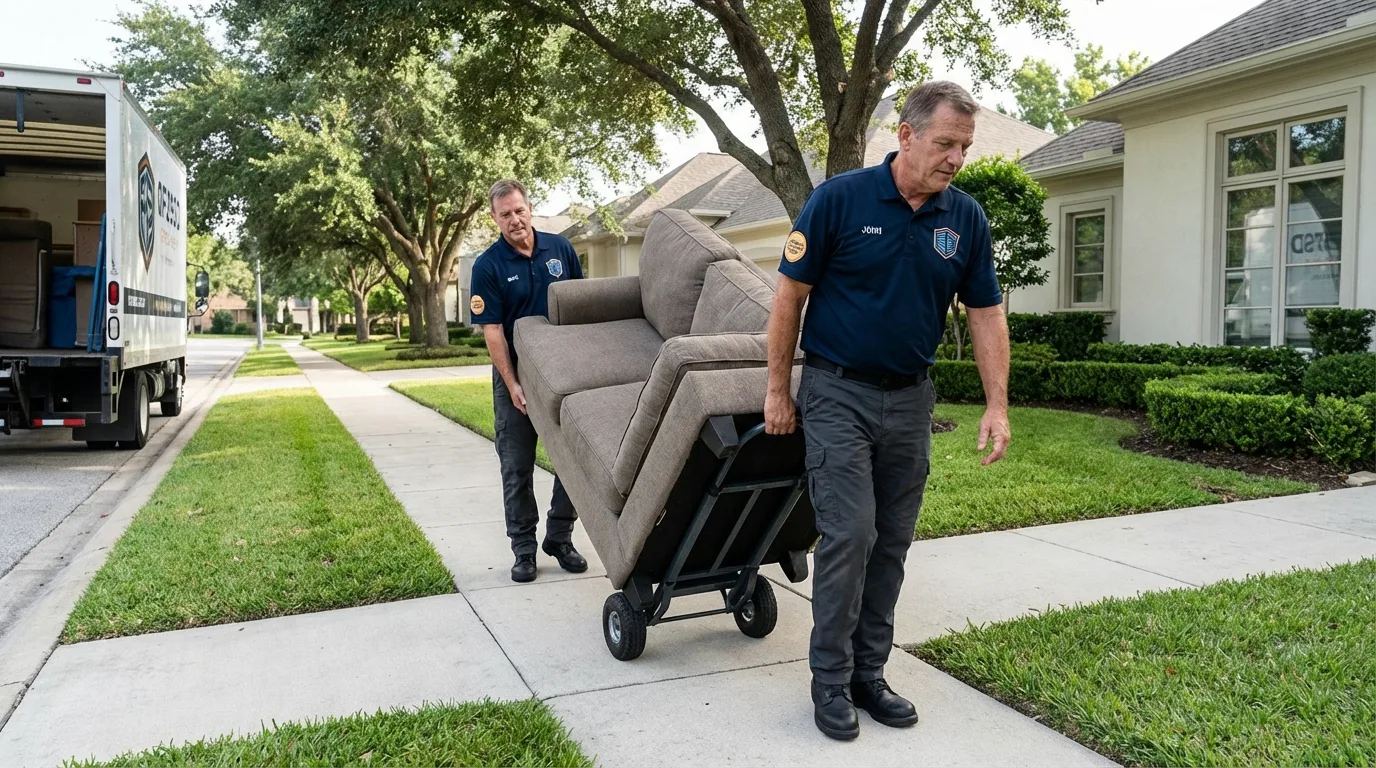 Local residential moving crew loading furniture in Florissant, MO