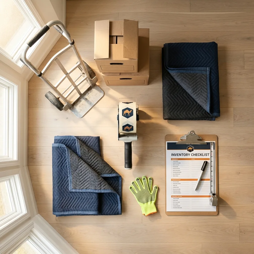 Professional moving supplies and packing materials layout for Florissant residential relocations